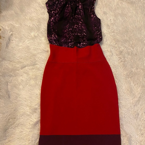 Express red purple color block skirt!! - Picture 2 of 4